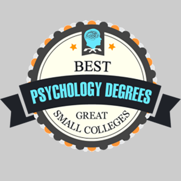 A badge that reads Best Psychology Degrees - Great Small Colleges