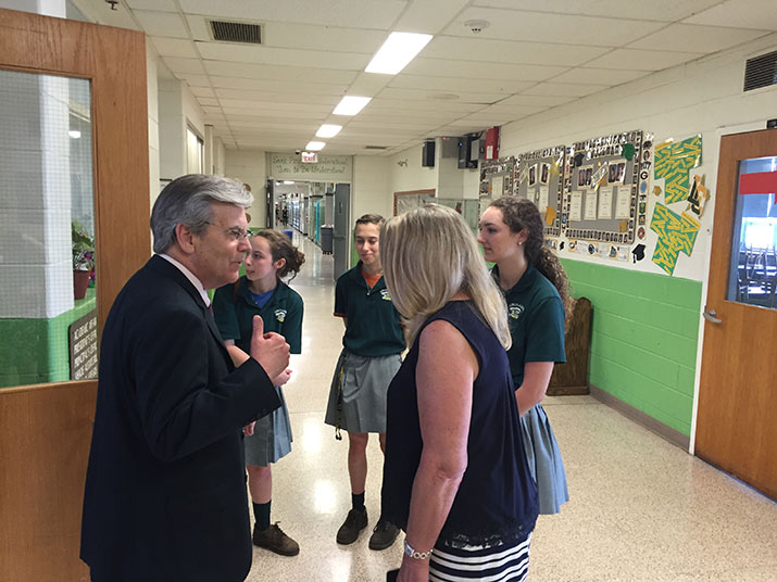 DelVal president visits Lansdale Catholic during the agreement signing