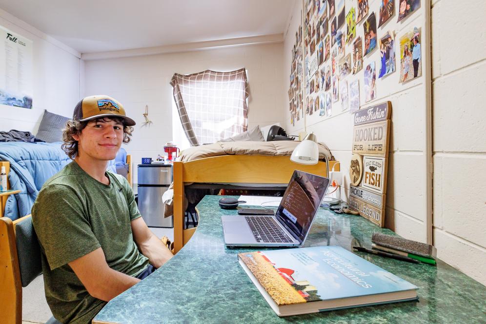 Student in Residence hall at DelVal in Centennial Hall 