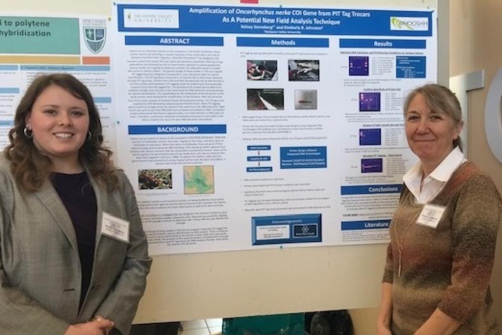 Kelsey Stoneberg with professor Kim Johnston at the Penssylvania Academy of Sciences conference.