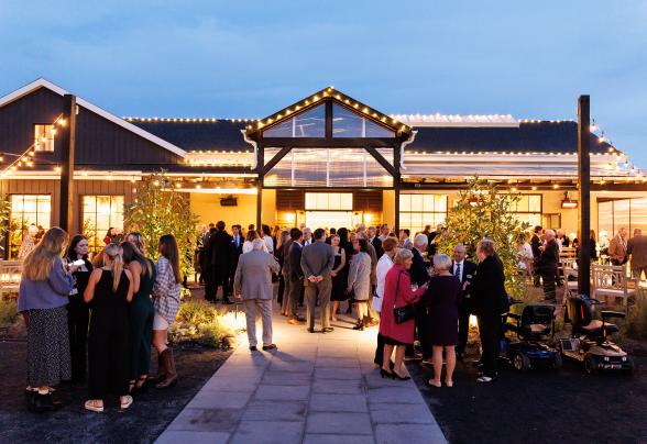 A view of the crowd outside of the Terrain Events Venue for the 1896 Society Dinner