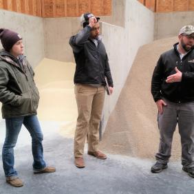 Students learning in the materials shed.