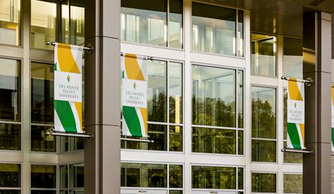 Banners hanging on the LSB building.