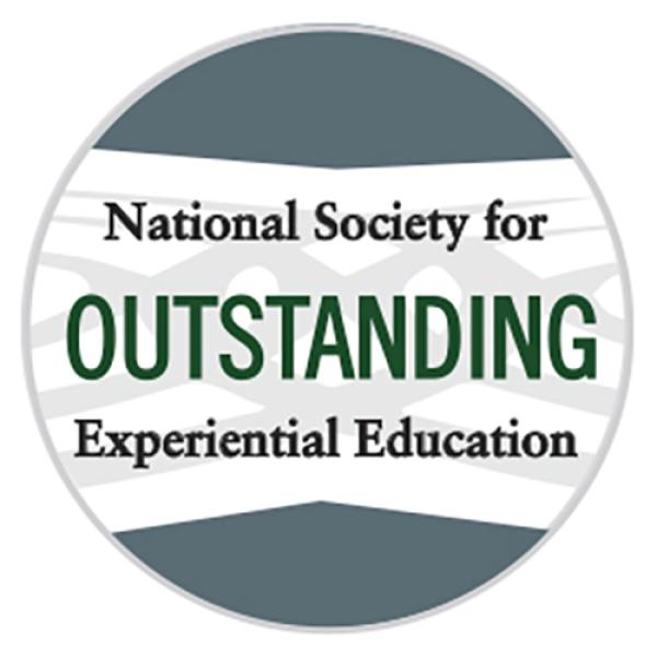 An "Outstanding" badge from the National Society for Experiential Education